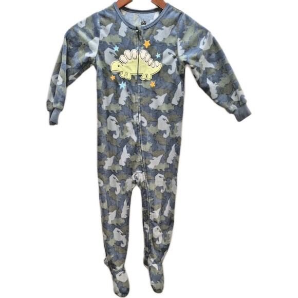 Lot of 2 Kids Headquarters Footie Pajamas – Size 4T – Dino & Camo Fleece - Picture 1 of 16